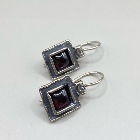 Silpada Sterling Silver Square Garnet Earrings